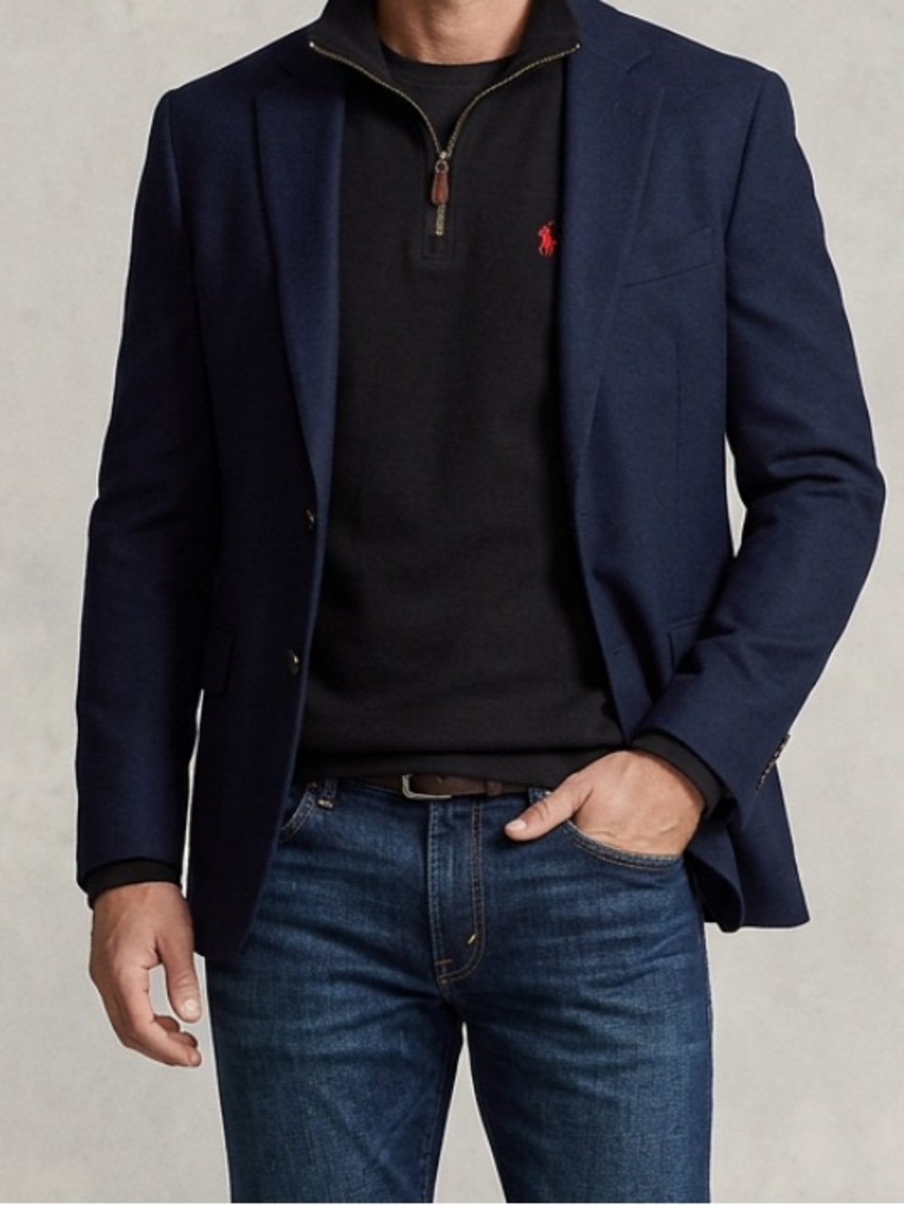 Polo by Ralph Laurent Men’s Sz L Black Quarter-Zip Sweatshirt with Red Pony Logo